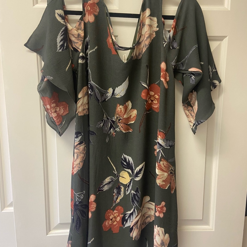 Mittoshop Green Asymmetrical Flutter Sleeve Sundress